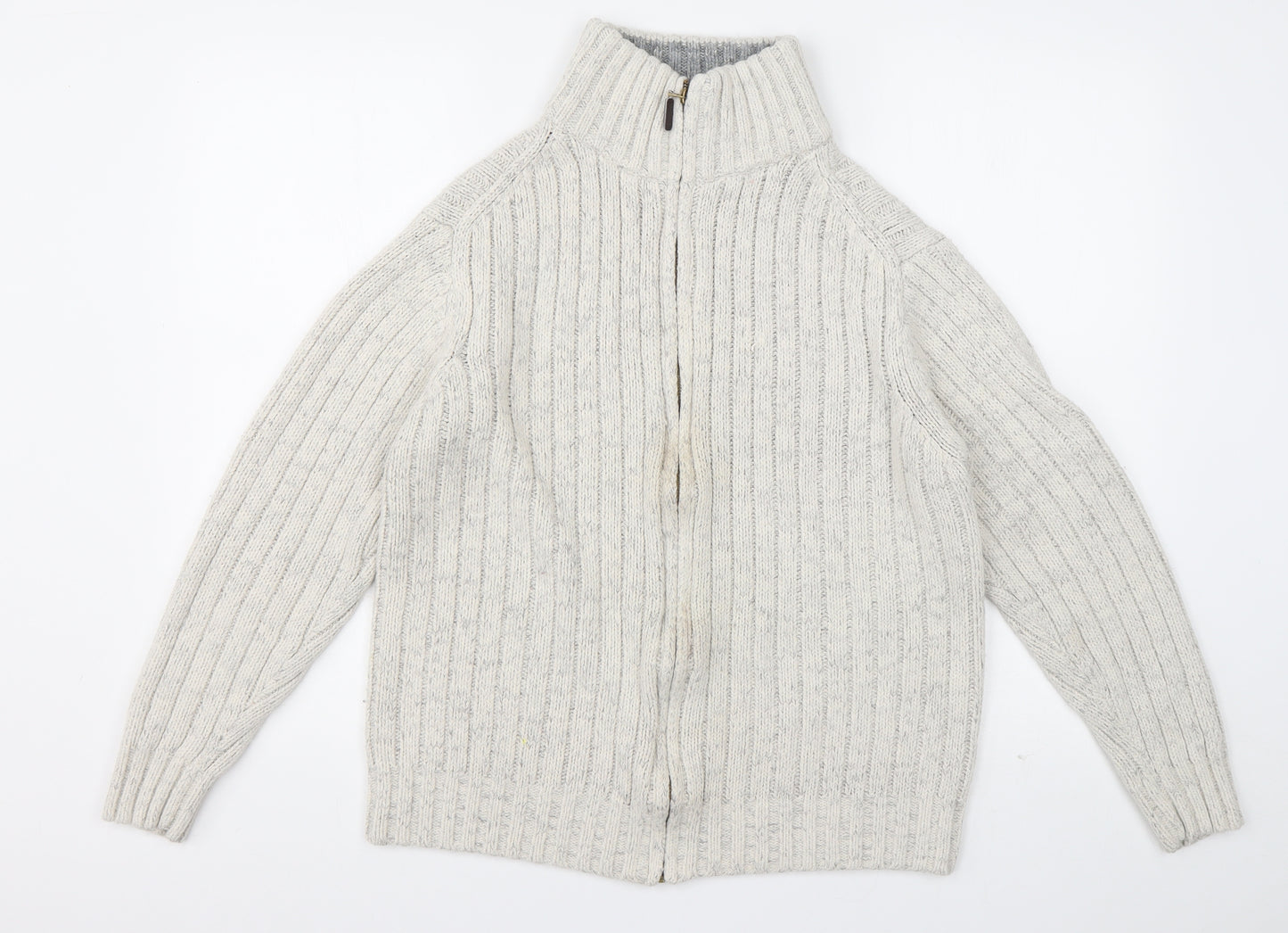 Marks and Spencer Mens Grey High Neck  Acrylic Cardigan Jumper Size M