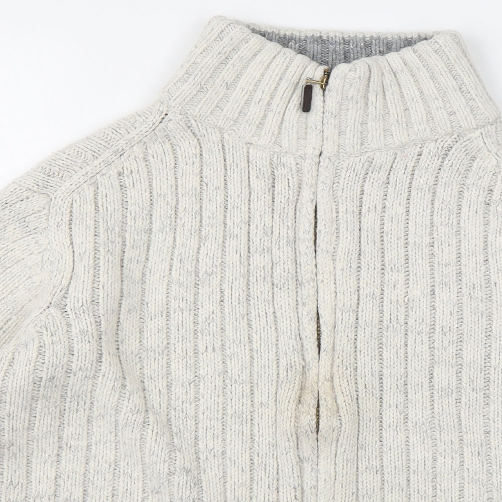 Marks and Spencer Mens Grey High Neck  Acrylic Cardigan Jumper Size M