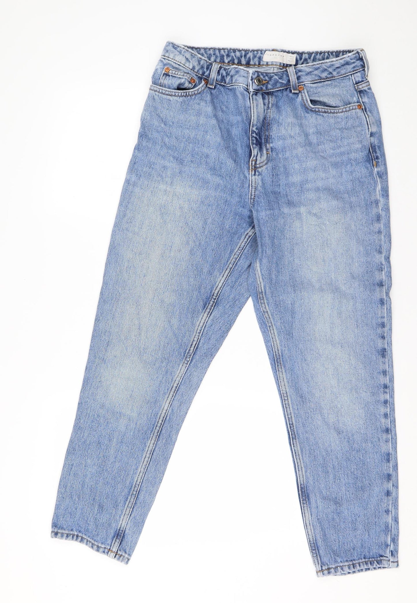 Topshop Womens Blue  Cotton Mom Jeans Size 30 in L30 in Regular Button