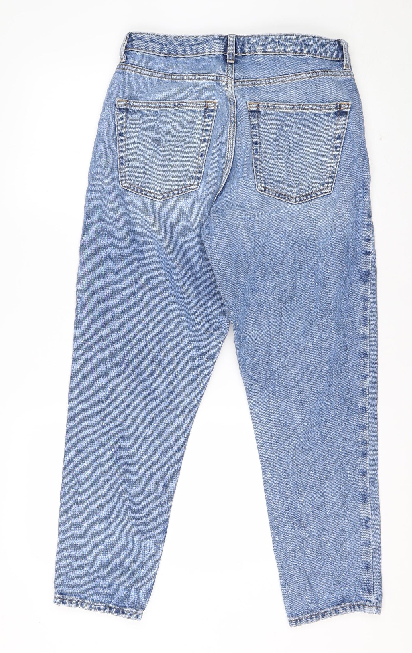 Topshop Womens Blue  Cotton Mom Jeans Size 30 in L30 in Regular Button