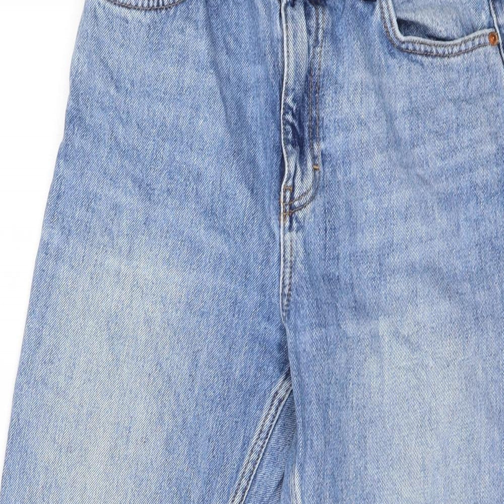 Topshop Womens Blue  Cotton Mom Jeans Size 30 in L30 in Regular Button