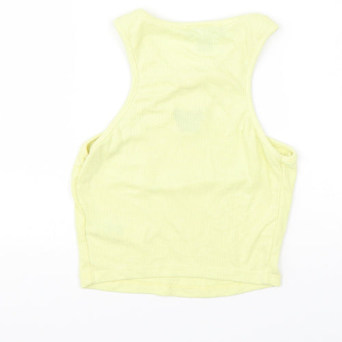 Primark Womens Yellow  Polyester Basic Tank Size 6 Boat Neck - Butterfly