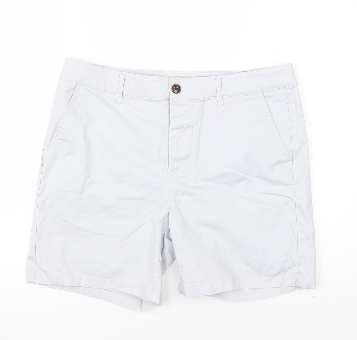 ASOS Mens Grey  Cotton Chino Shorts Size 32 in L6 in Regular Button