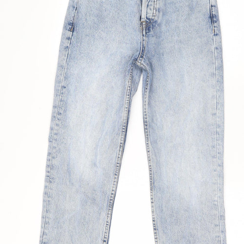 Denim & Co. Womens Blue  Cotton Straight Jeans Size 4 L25 in Regular Button