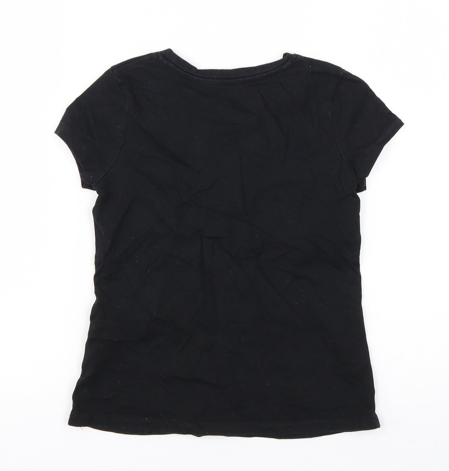 George Girls Black  Cotton Basic T-Shirt Size 5-6 Years Round Neck Pullover - My Dad Rocks