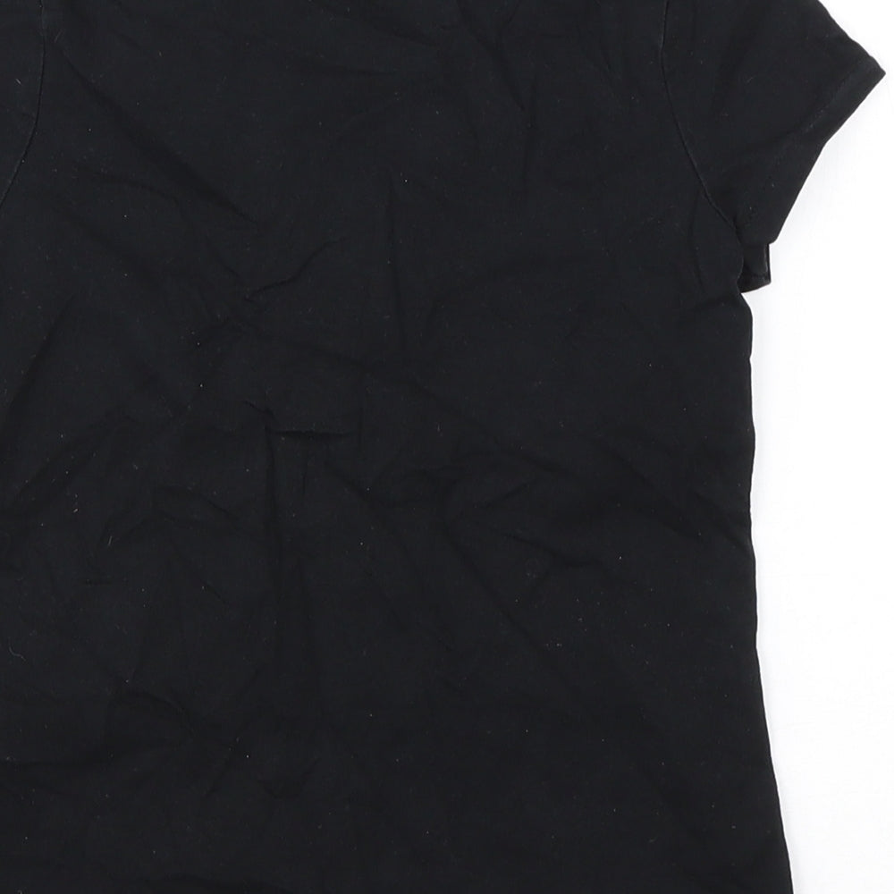 George Girls Black  Cotton Basic T-Shirt Size 5-6 Years Round Neck Pullover - My Dad Rocks