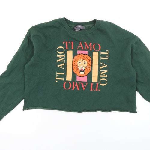 Primark Womens Green  Cotton Pullover Sweatshirt Size 6  Pullover - Ti Amo