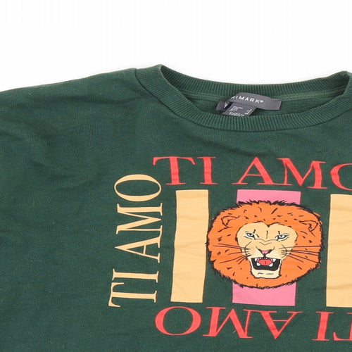 Primark Womens Green  Cotton Pullover Sweatshirt Size 6  Pullover - Ti Amo