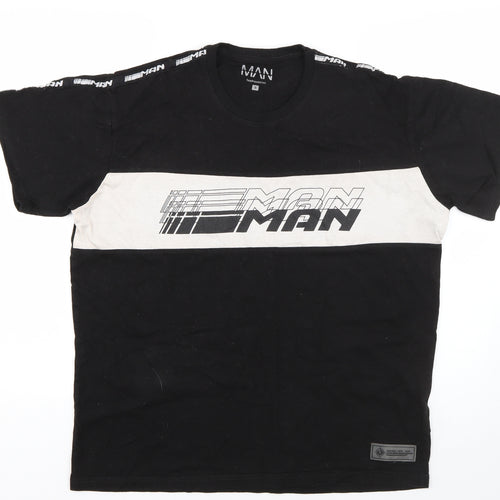Boohoo Mens Black  Cotton  T-Shirt Size S Roll Neck