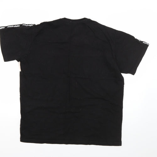 Boohoo Mens Black  Cotton  T-Shirt Size S Roll Neck