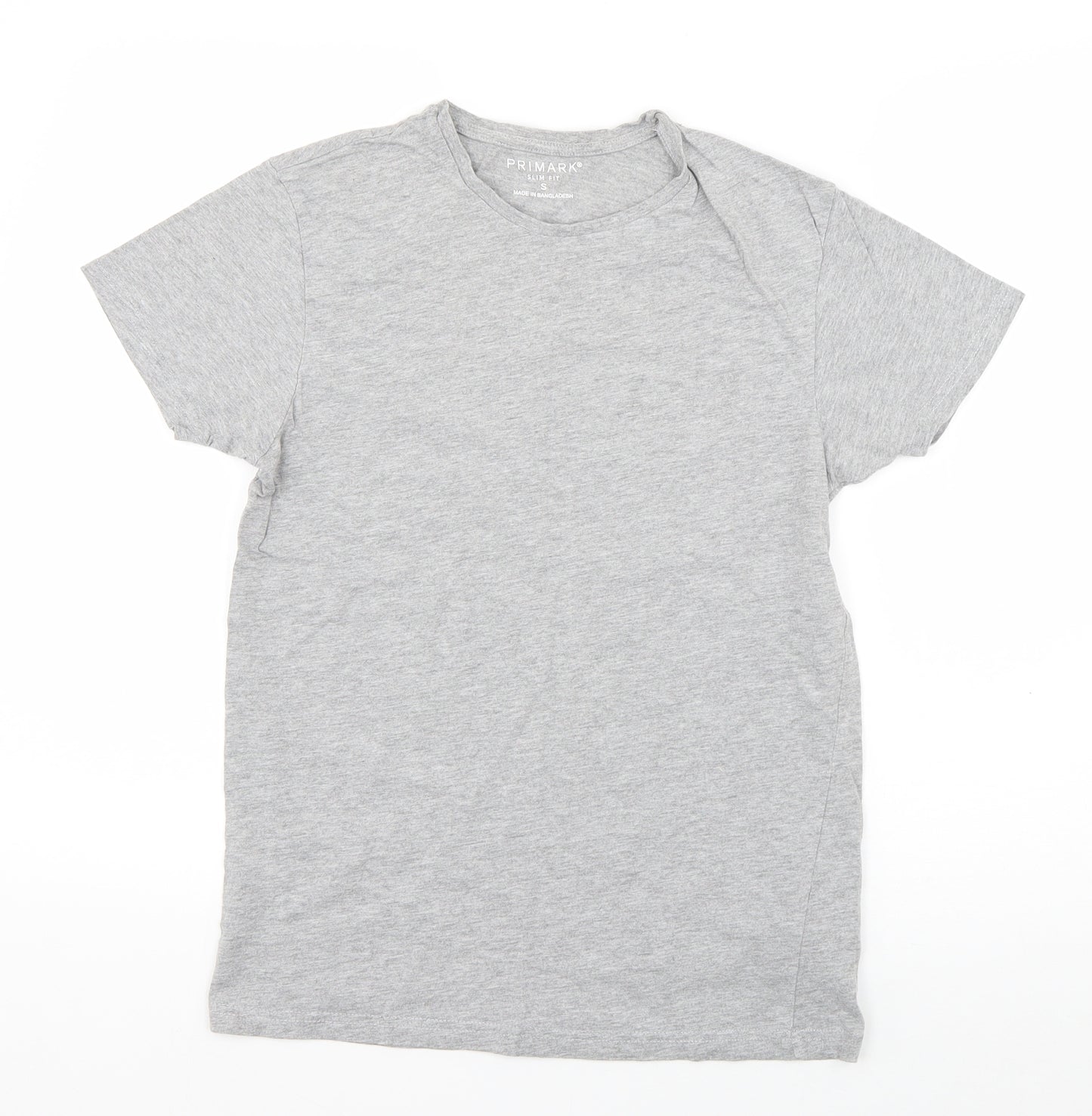 Primark Boys Grey  Cotton Basic T-Shirt Size S Round Neck Pullover