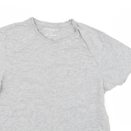 Primark Boys Grey  Cotton Basic T-Shirt Size S Round Neck Pullover