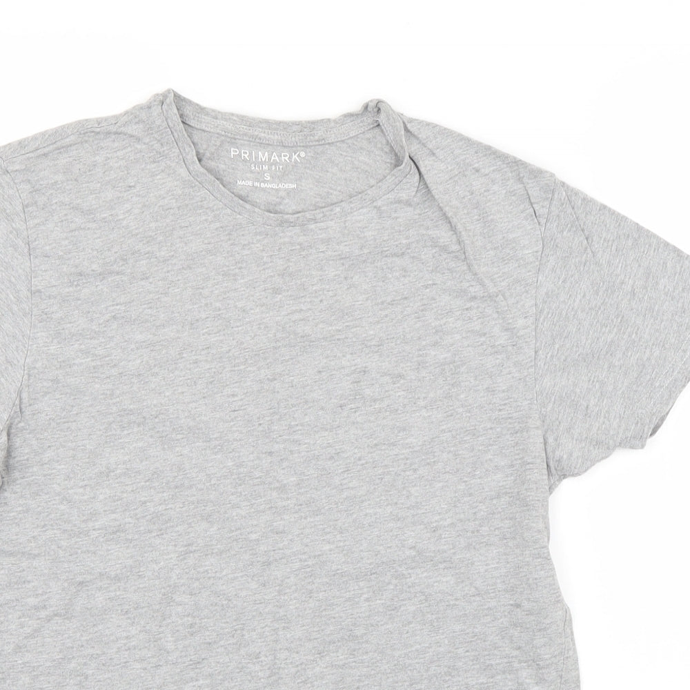 Primark Boys Grey  Cotton Basic T-Shirt Size S Round Neck Pullover