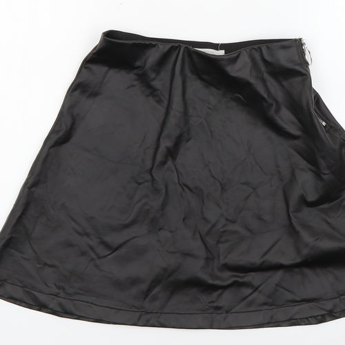 H&M Girls Black  Polyurethane Skater Skirt Size 12 Years  Regular