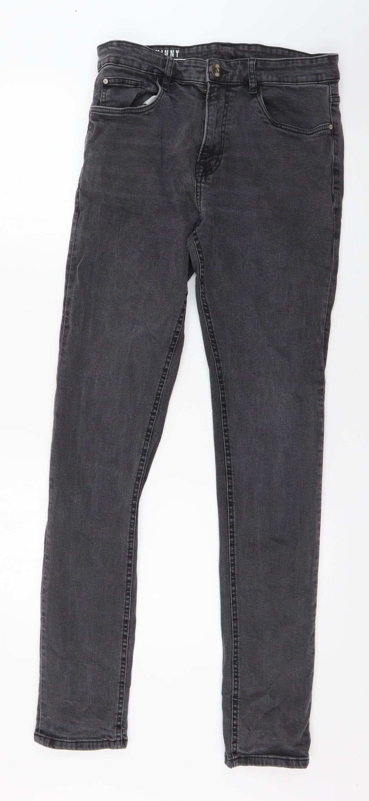 George Mens Grey  Cotton Straight Jeans Size 32 in L32 in Regular Button