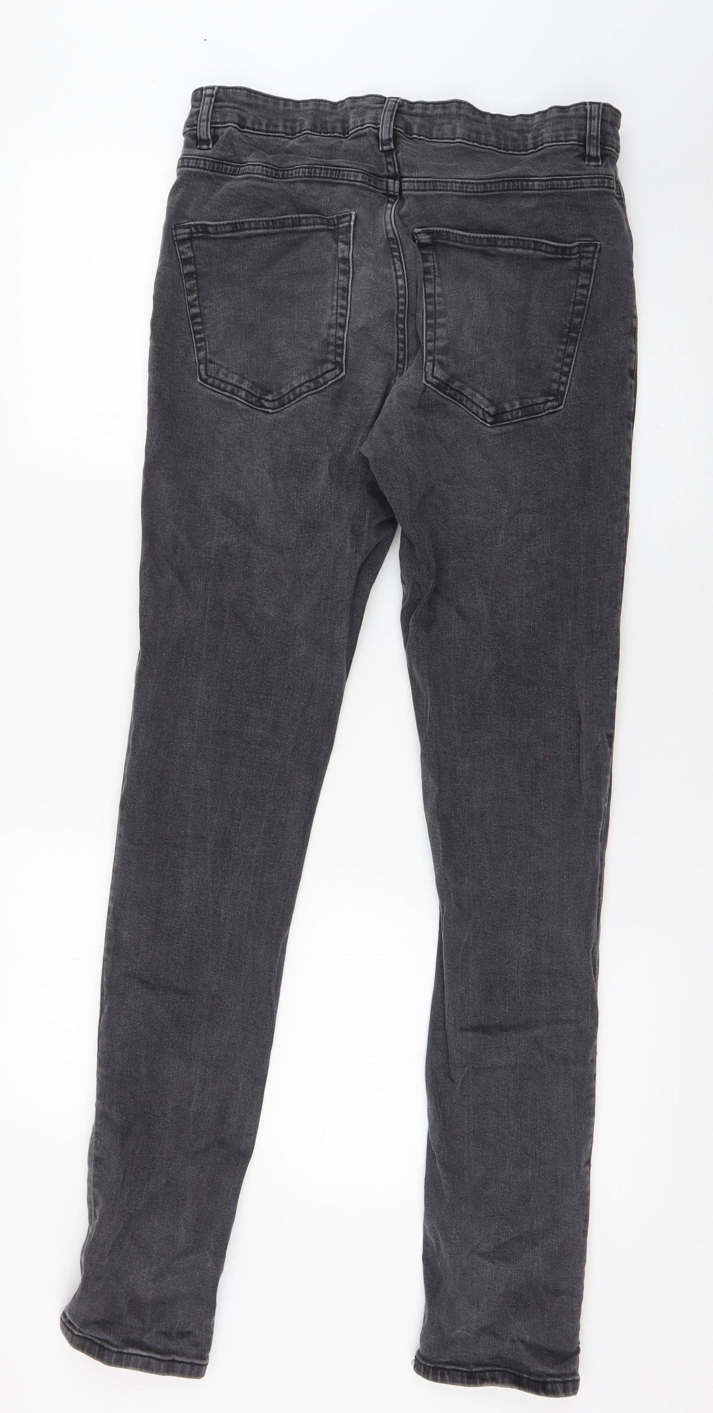 George Mens Grey  Cotton Straight Jeans Size 32 in L32 in Regular Button