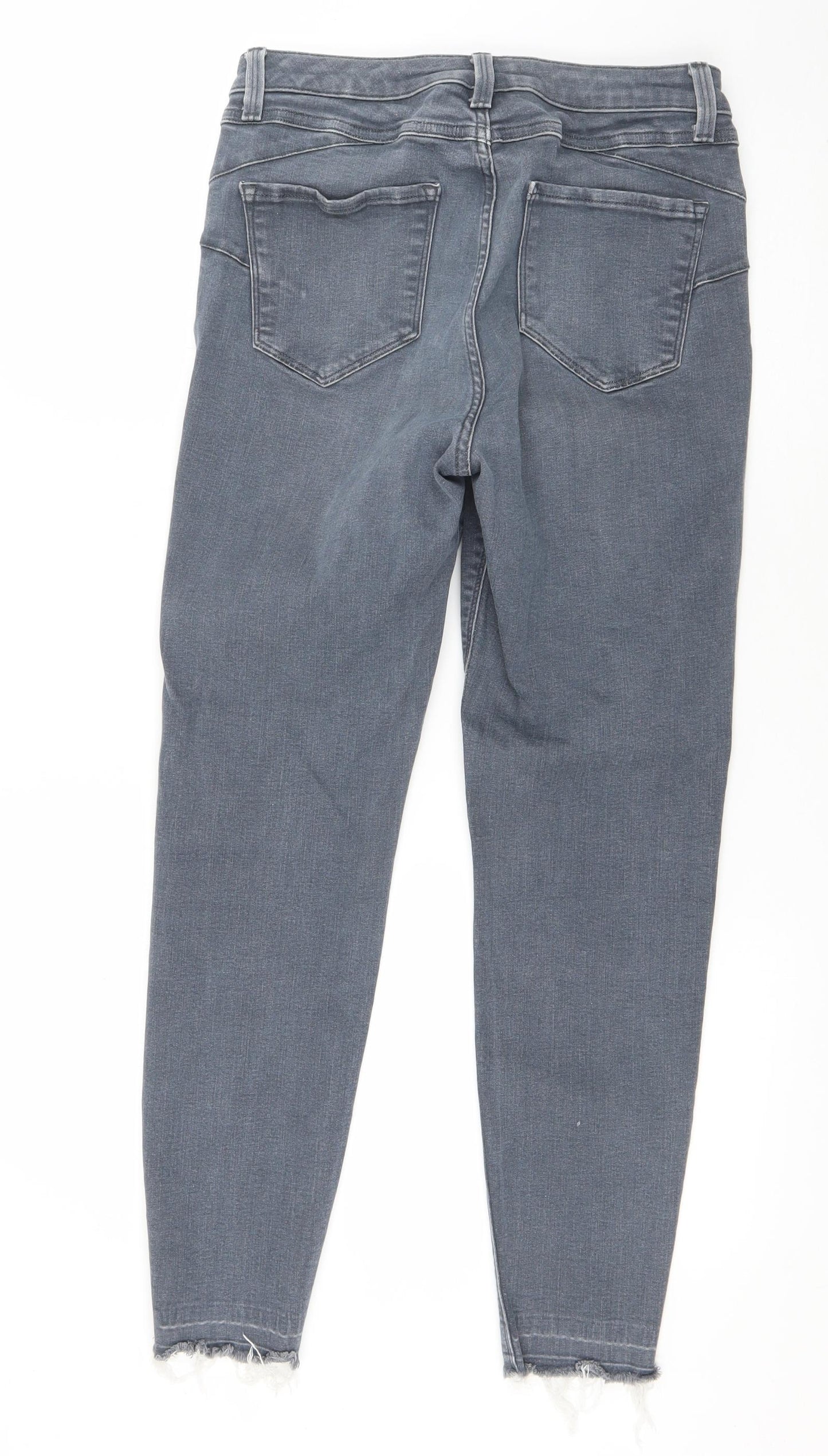 Marks and Spencer Womens Grey  Cotton Skinny Jeans Size 12 L26 in Regular Button