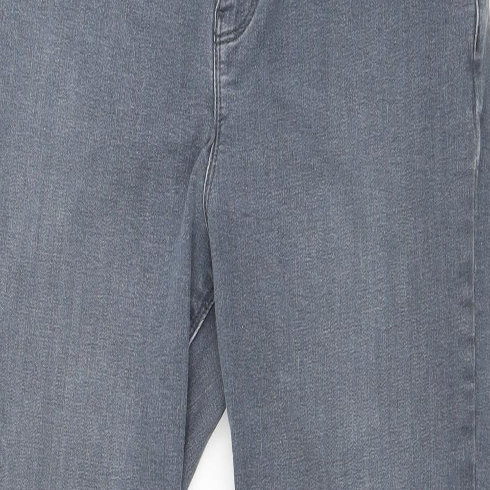 Marks and Spencer Womens Grey  Cotton Skinny Jeans Size 12 L26 in Regular Button