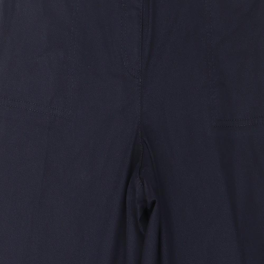 NEXT Womens Blue  Cotton Cropped Trousers Size 12 L23 in Regular Zip