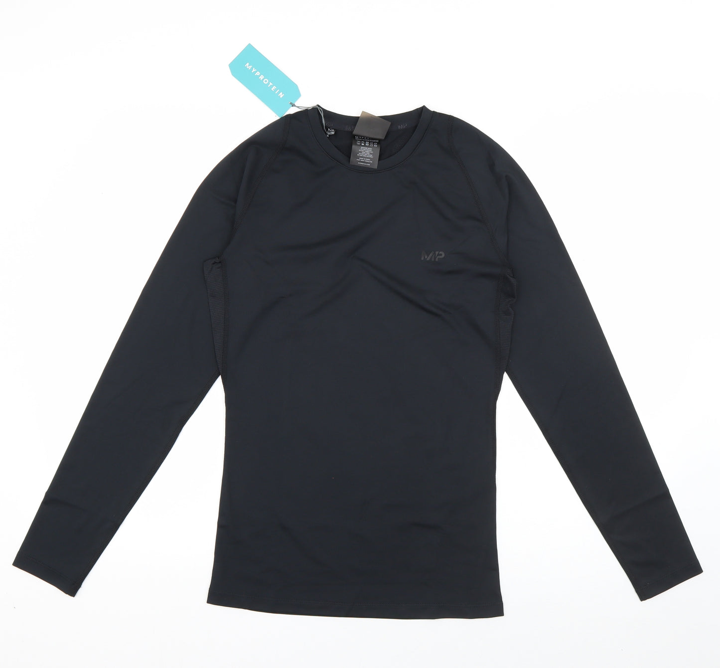 Myprotein Womens Black  Polyester Basic T-Shirt Size M Round Neck