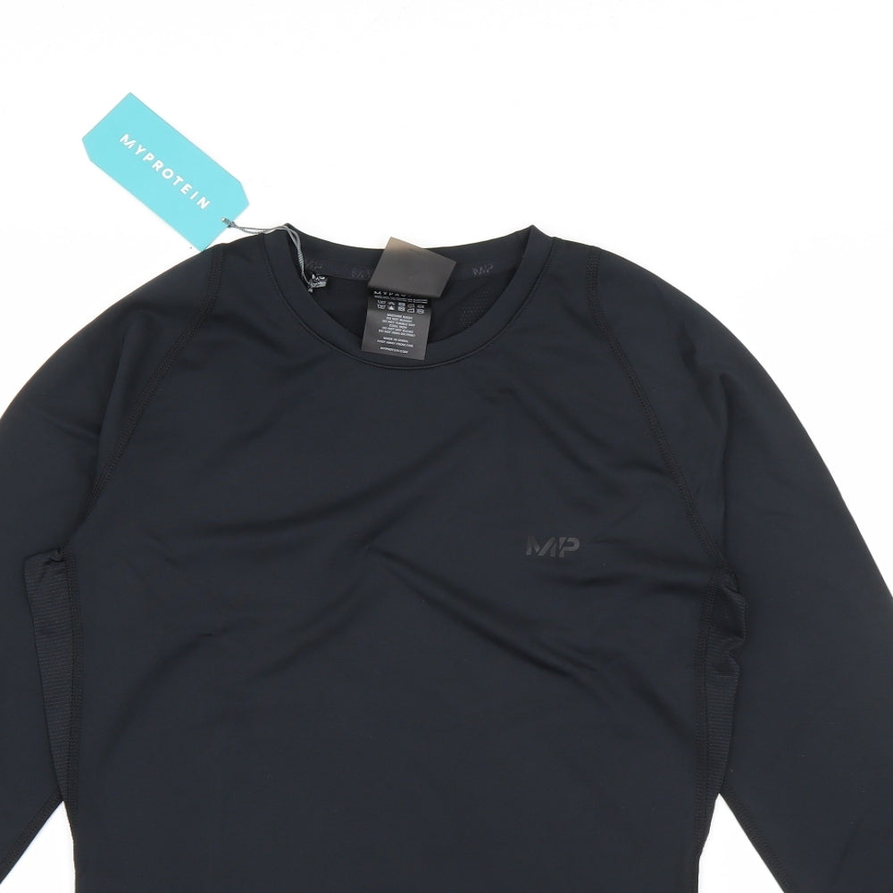 Myprotein Womens Black  Polyester Basic T-Shirt Size M Round Neck