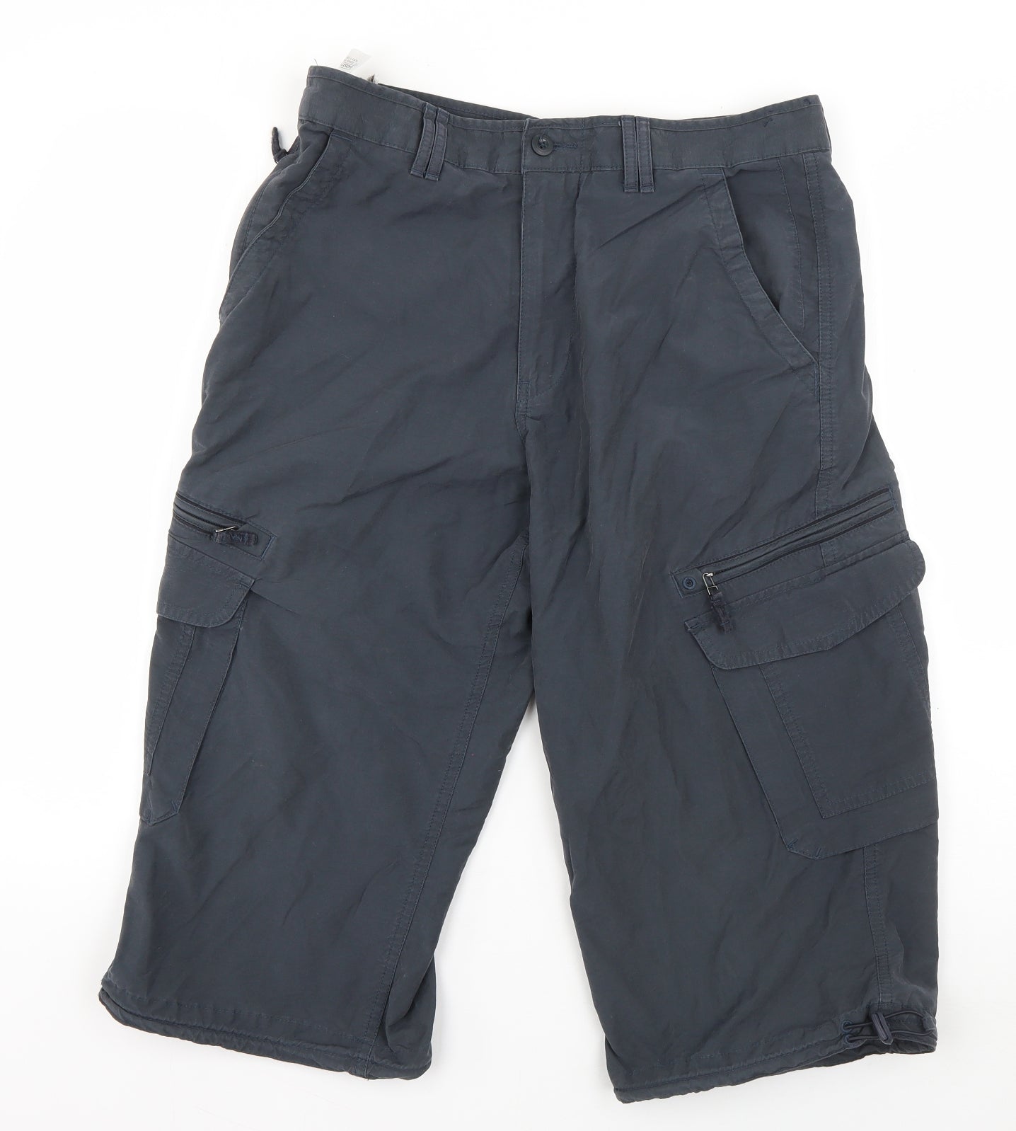 Marks and Spencer Mens Blue  Cotton Bermuda Shorts Size 30 in L16 in Regular Button