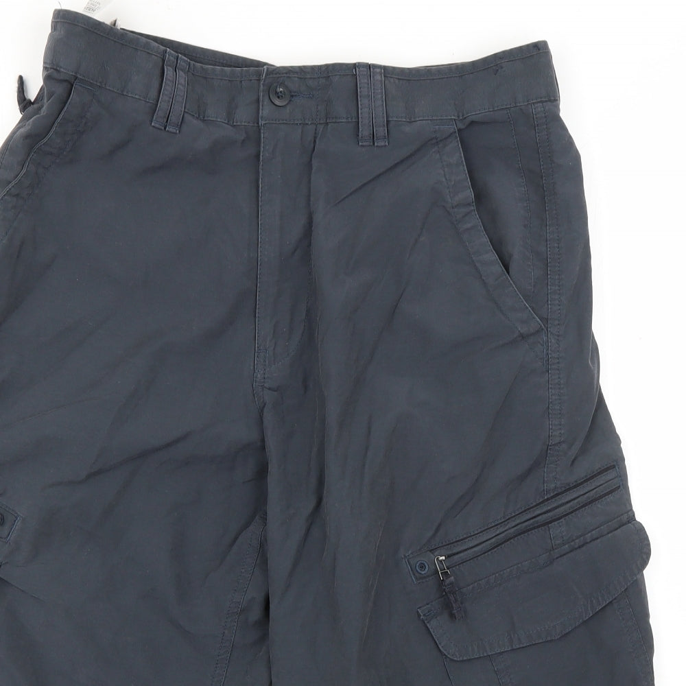 Marks and Spencer Mens Blue  Cotton Bermuda Shorts Size 30 in L16 in Regular Button