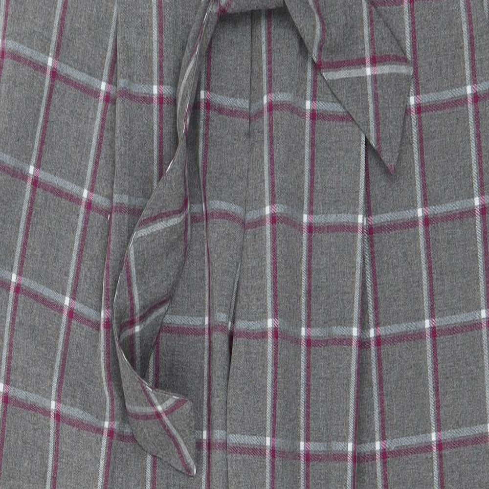 NEXT Womens Grey Plaid Polyester Trousers  Size 12 L25 in Regular Zip