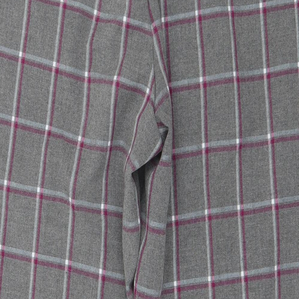 NEXT Womens Grey Plaid Polyester Trousers  Size 12 L25 in Regular Zip