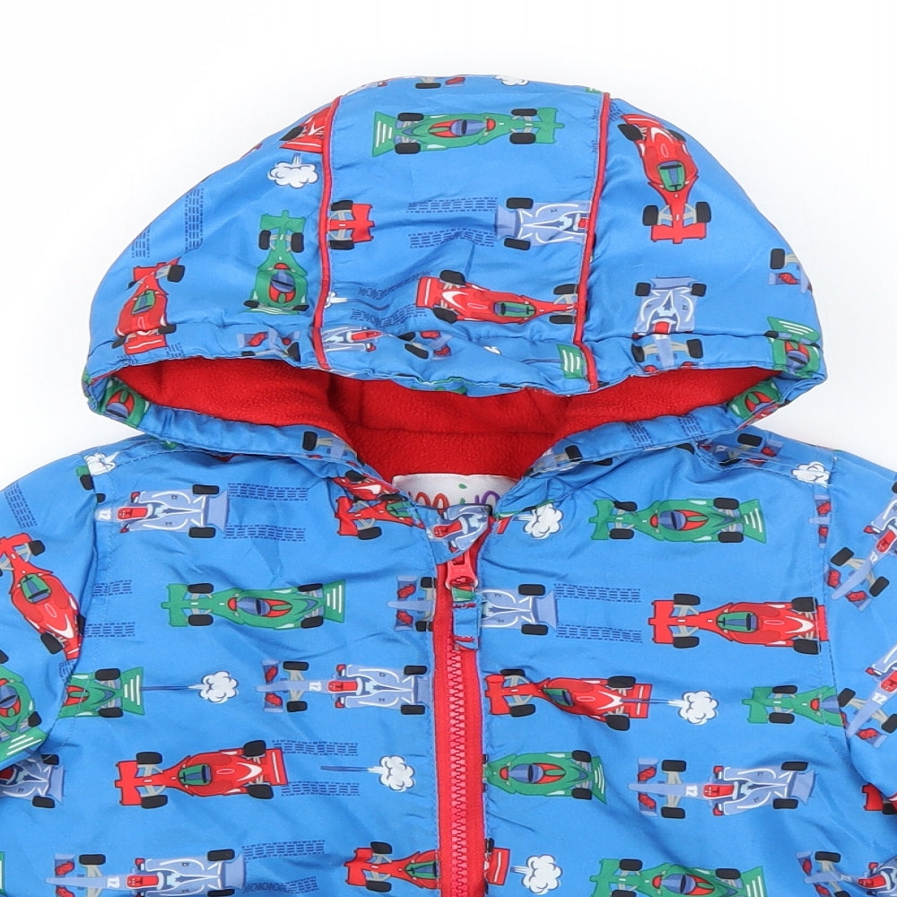Mini Club Boys Blue Geometric  Jacket  Size 2-3 Years  Zip - Race Cars