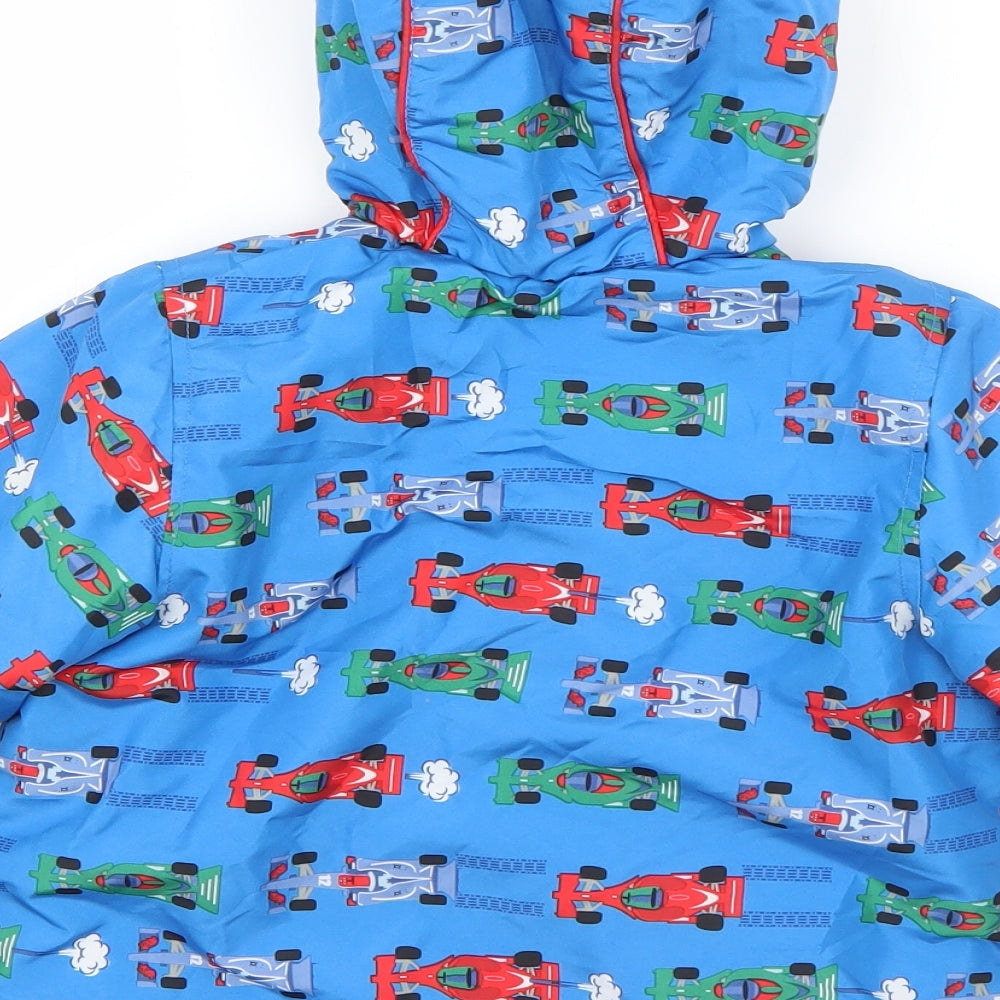 Mini Club Boys Blue Geometric  Jacket  Size 2-3 Years  Zip - Race Cars