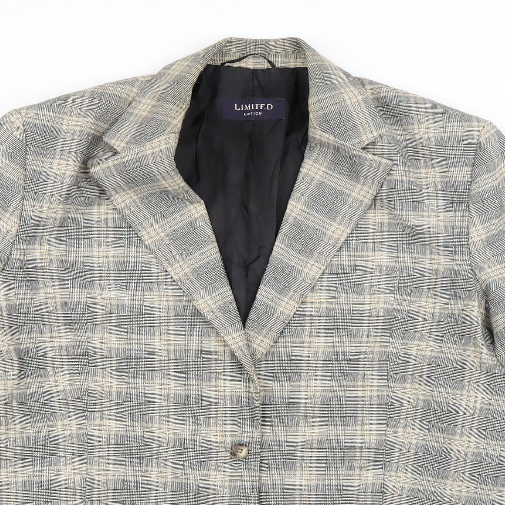 Marks and Spencer Womens Grey Plaid  Jacket Blazer Size 18  Button