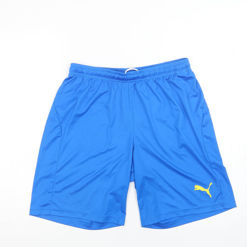 PUMA Mens Blue  Polyester Sweat Shorts Size M L9 in Regular Drawstring