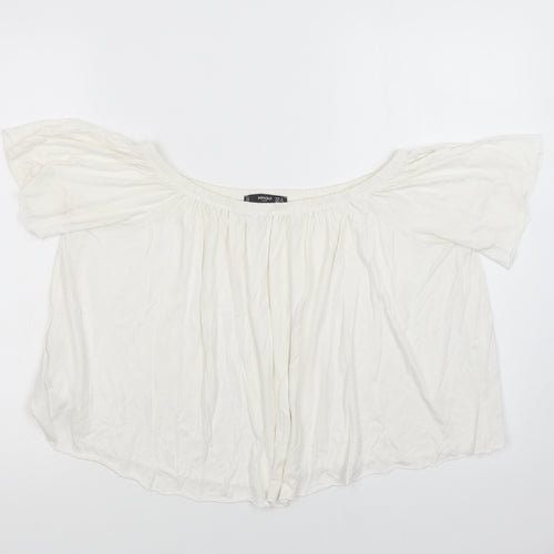 Mango Womens White  Viscose Cropped Blouse Size S Off the Shoulder