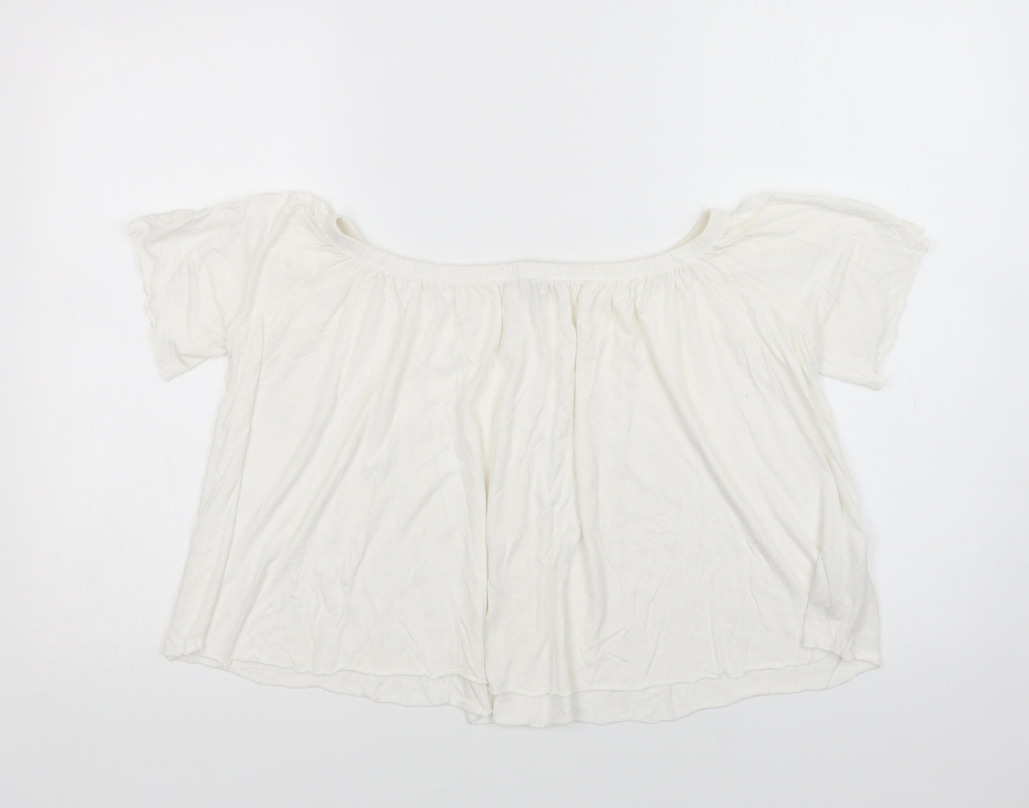 Mango Womens White  Viscose Cropped Blouse Size S Off the Shoulder