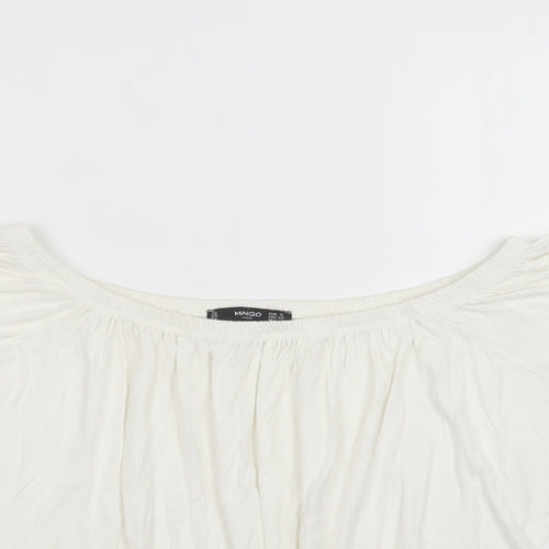 Mango Womens White  Viscose Cropped Blouse Size S Off the Shoulder