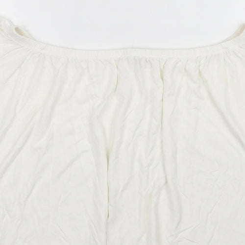 Mango Womens White  Viscose Cropped Blouse Size S Off the Shoulder