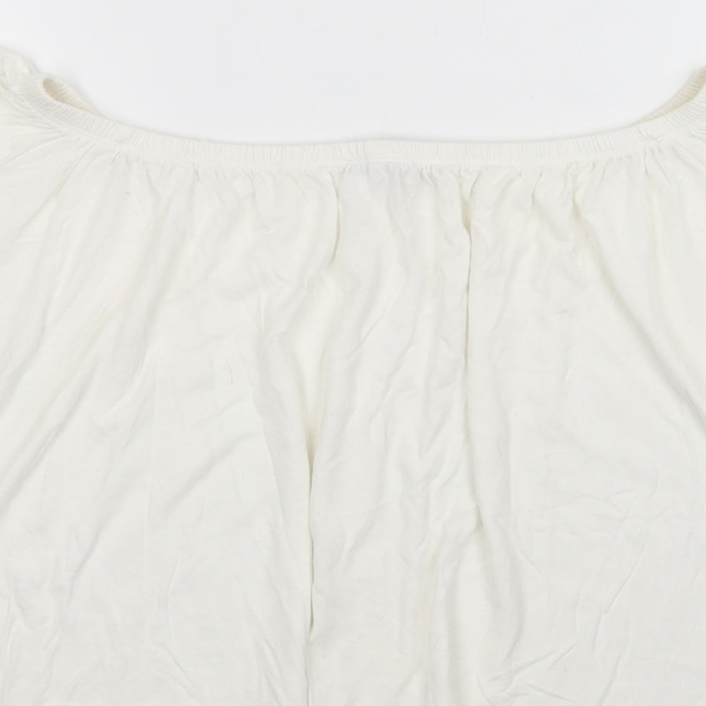 Mango Womens White  Viscose Cropped Blouse Size S Off the Shoulder