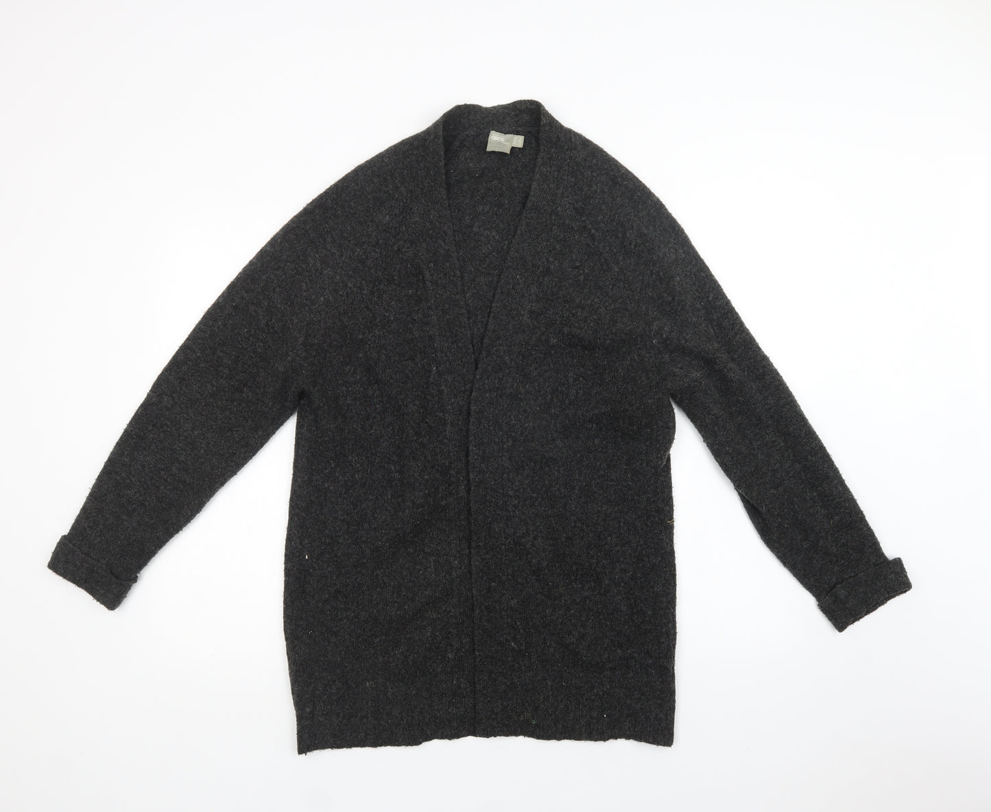 ASOS Womens Grey V-Neck  Acrylic Cardigan Jumper Size 8