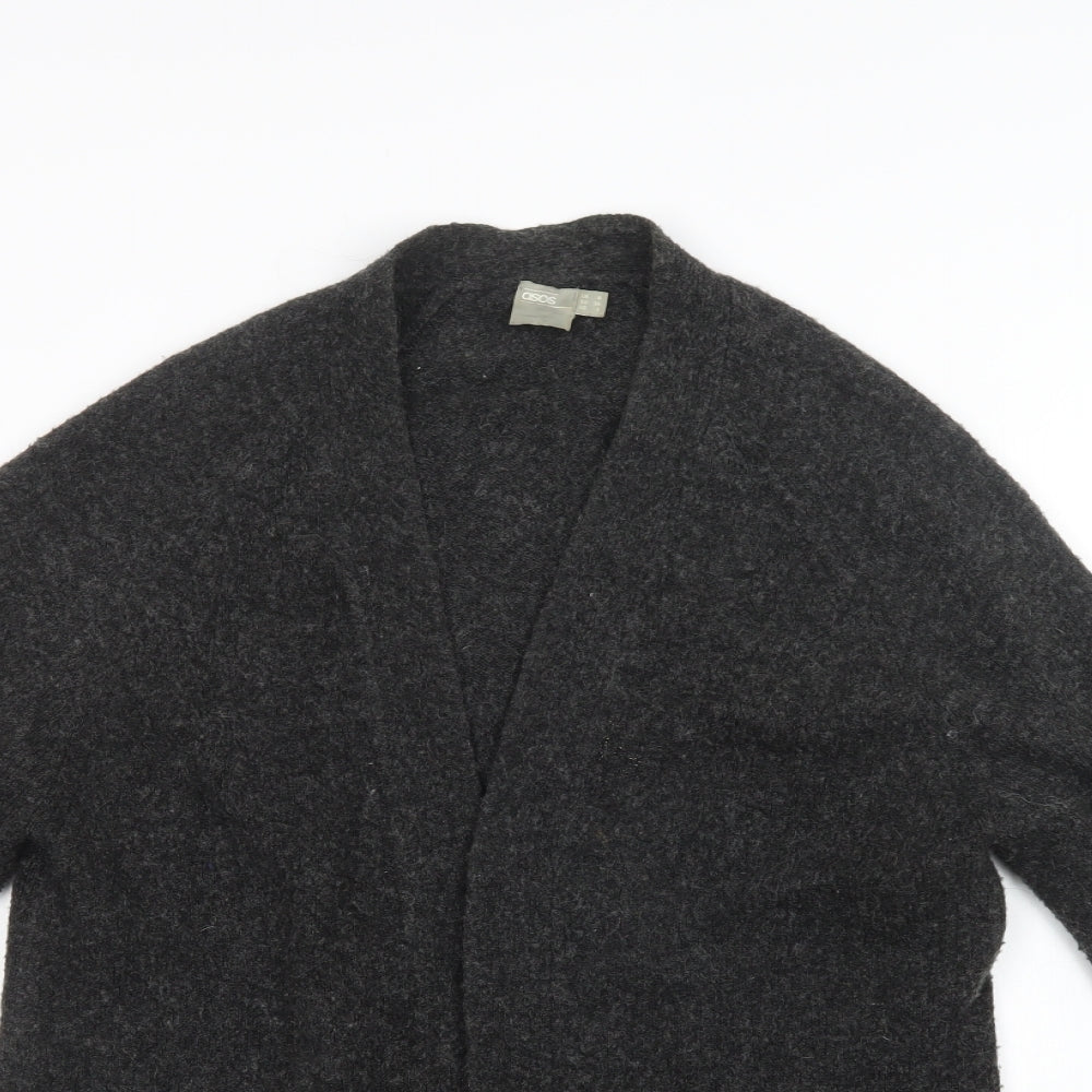 ASOS Womens Grey V-Neck  Acrylic Cardigan Jumper Size 8