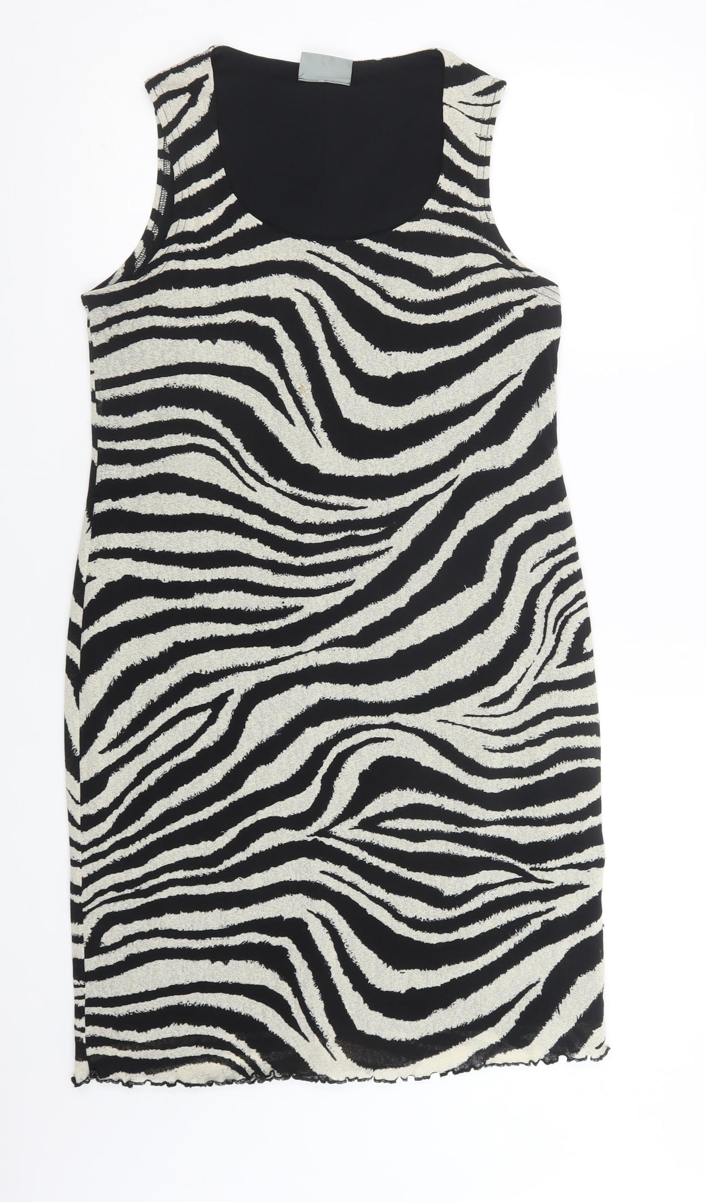 Wallis Womens Black Animal Print Polyester Shift  Size 16  Scoop Neck
