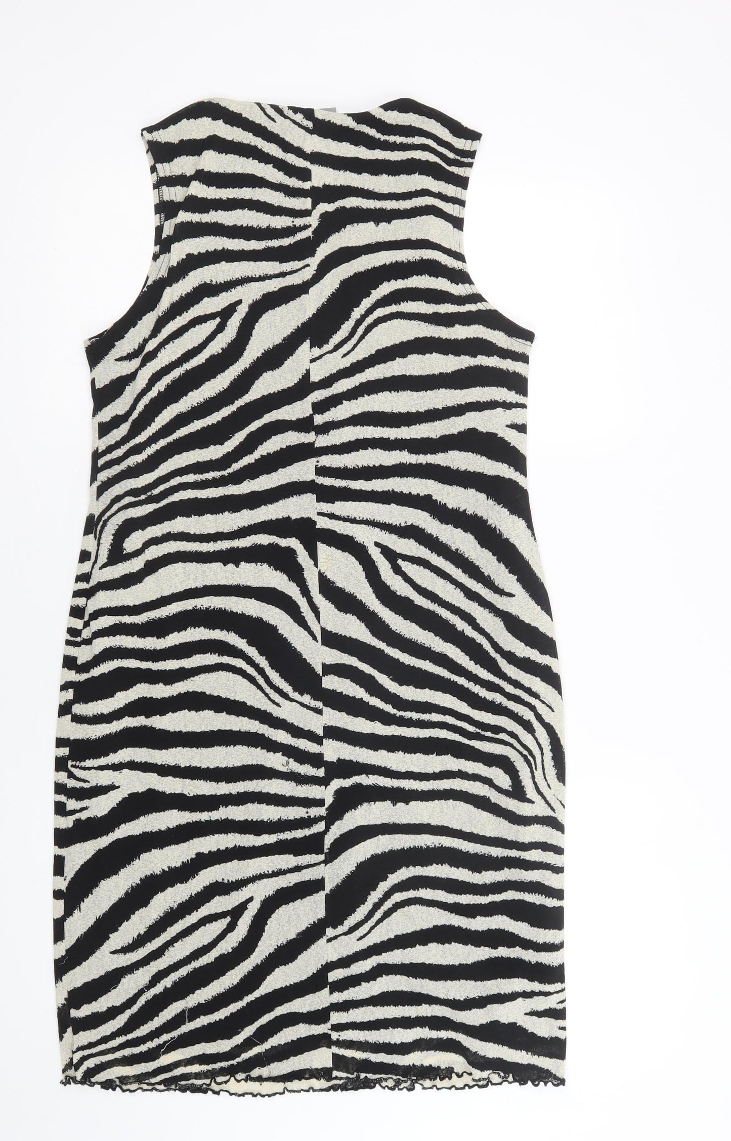 Wallis Womens Black Animal Print Polyester Shift  Size 16  Scoop Neck