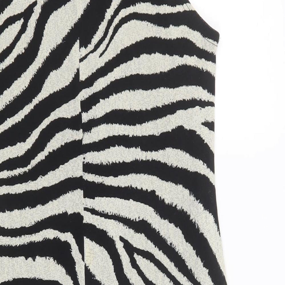 Wallis Womens Black Animal Print Polyester Shift  Size 16  Scoop Neck