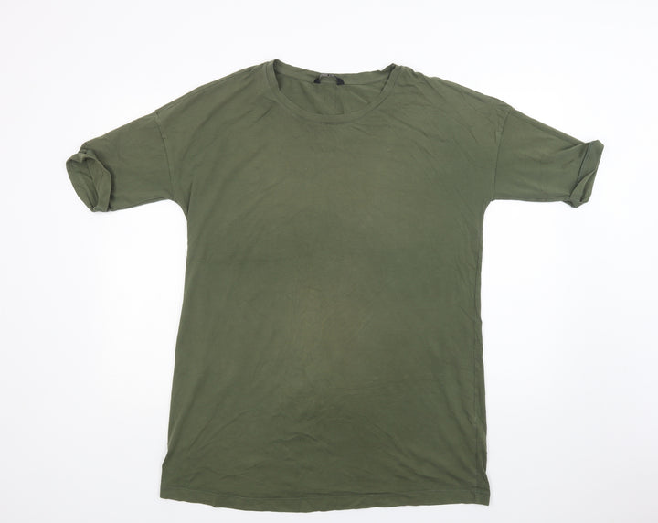 Very Womens Green Cotton T-Shirt Dress Size 16 Crew Neck