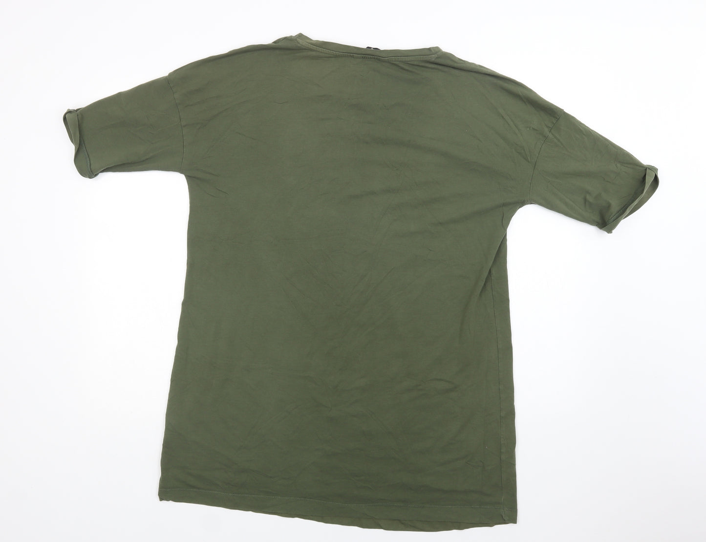 Very Womens Green  Cotton T-Shirt Dress  Size 16  Crew Neck
