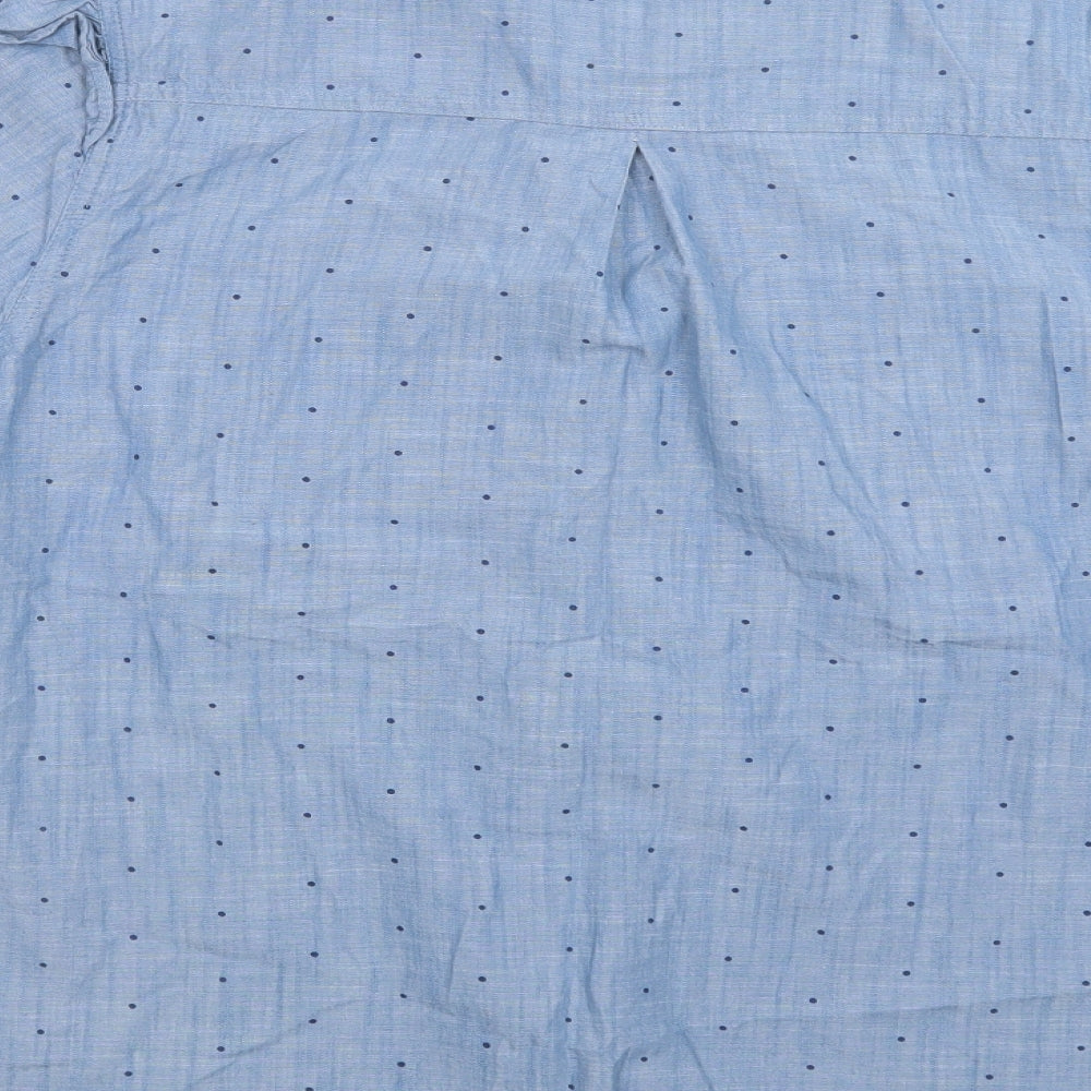TU Womens Blue Polka Dot Cotton Basic Button-Up Size 14 Collared