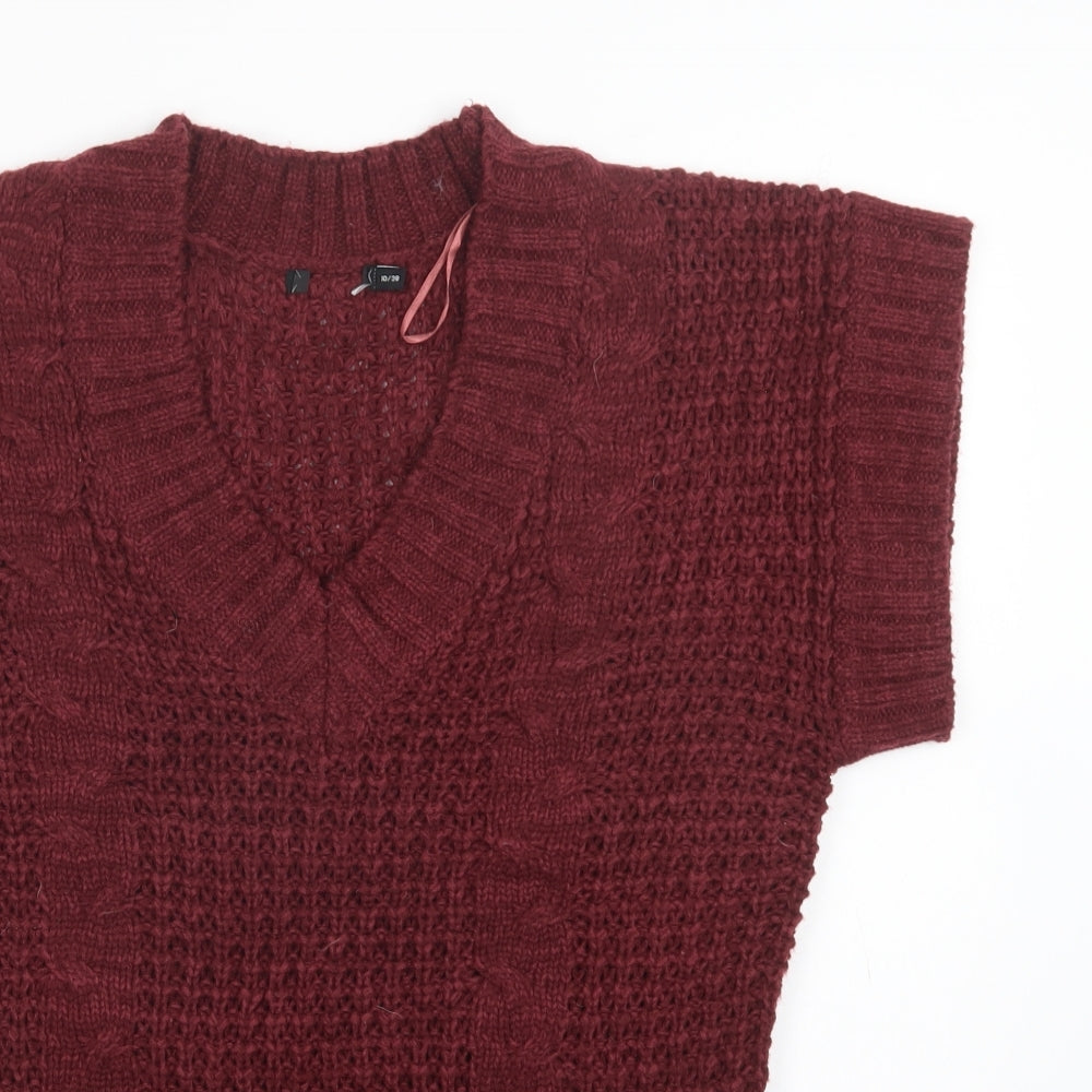 Preworn Womens Purple V-Neck   Vest Jumper Size 10
