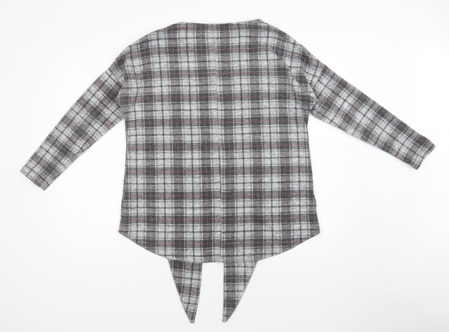 Pep & Co Womens Grey Check Polyester Basic Blouse Size 14 Round Neck