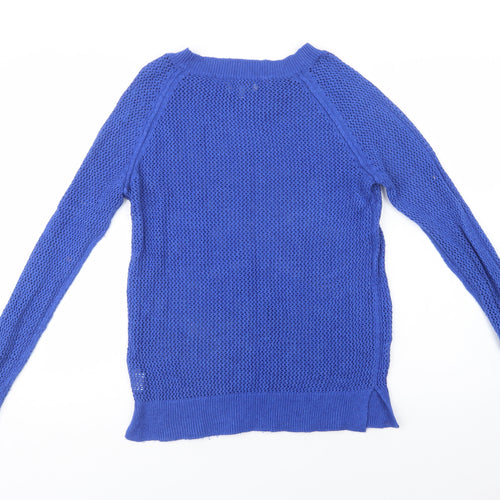 Papaya Womens Blue Crew Neck  Acrylic Pullover Jumper Size 12