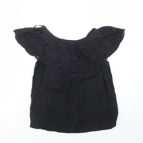 Primark Womens Black  Cotton Basic Blouse Size 8 Off the Shoulder